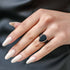 Oversize Pear Silicone Ring with Metal Frame & Stones by Rinfit